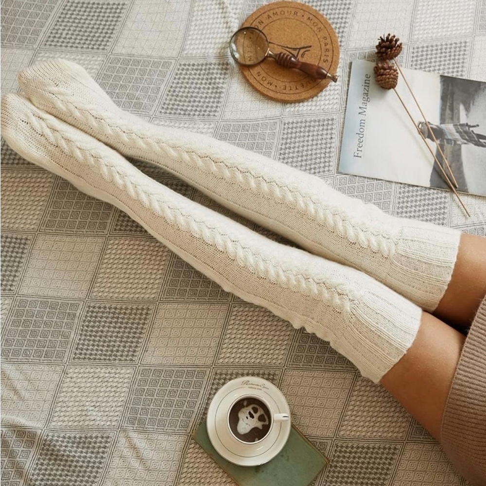 Cozy Cable Knit Over-the-Knee Socks - Picture 2 of 5